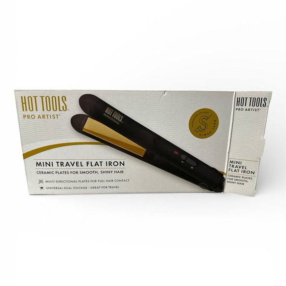 Hot Tools Pro Artist Mini Travel Flat Iron with Gold Ceramic Plates - Picture 2 of 4